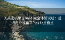 天美密桃果冻mv不完全体验说明：普通用户视角下的优缺点盘点