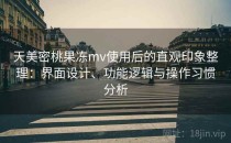 天美密桃果冻mv使用后的直观印象整理：界面设计、功能逻辑与操作习惯分析