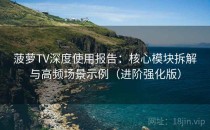 菠萝TV深度使用报告：核心模块拆解与高频场景示例（进阶强化版）