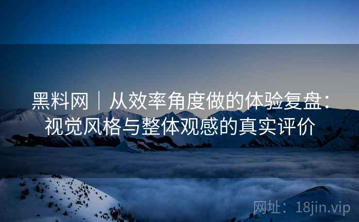 黑料网｜从效率角度做的体验复盘：视觉风格与整体观感的真实评价  第2张